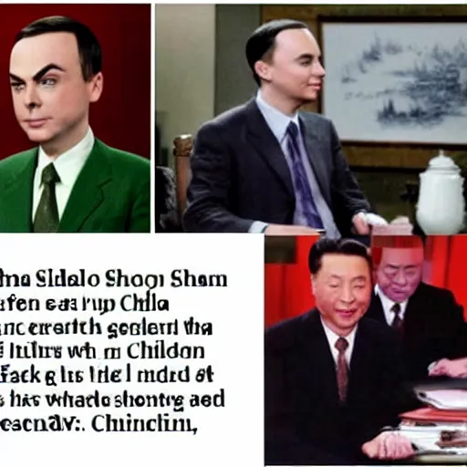 Prompt: sheldon cooper nuking china as president