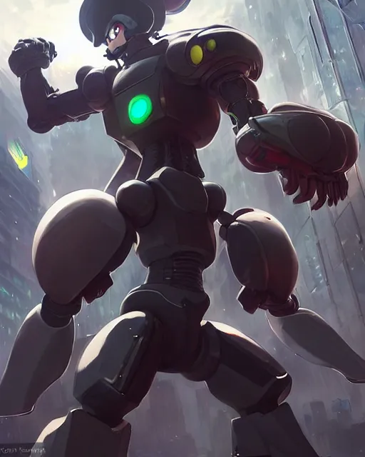 Prompt: gigachad luigi charging ultimate attack fighting a scifi mech like one punch man wearing a suit in the city, fantasy character portrait, ultra realistic, anime key visual, concept art, intricate details, highly detailed by greg rutkowski, ilya kuvshinov, gaston bussiere, craig mullins, simon bisley