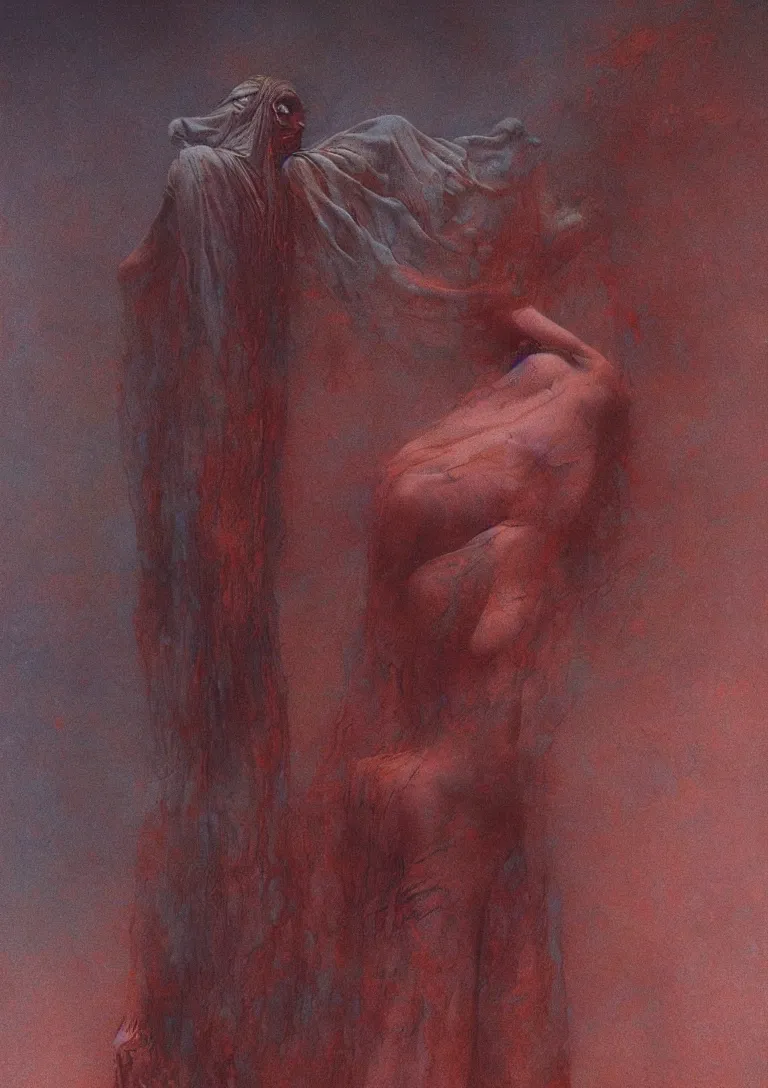 Prompt: goddess of dreams in the style of beksinski, detailed, beautiful, haunting