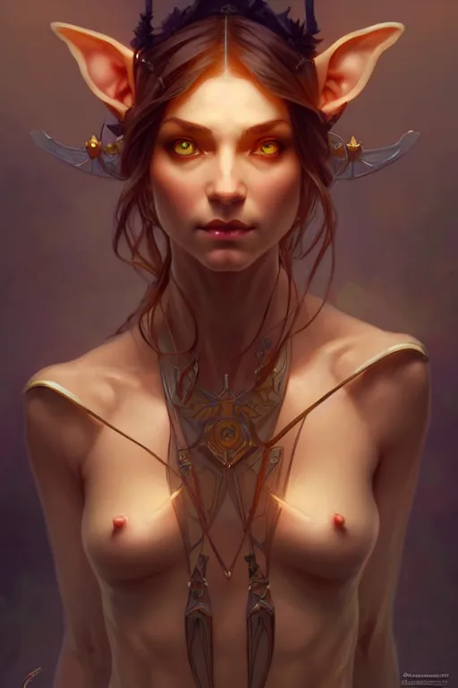 Image similar to symmetry!!! portrait of an elf, fantasy, complex, with a great figure, highly detailed, dynamic lighting, digital art, digital painting, artstation, wlop, clear focus, illustration, works by artgerm, greg rutkowski and alphonse mucha, 8 k