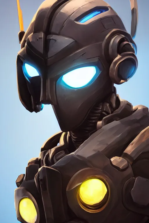 Image similar to epic mask helmet robot ninja portrait stylized as fornite style game design fanart by concept artist gervasio canda, behance hd by jesper ejsing, by rhads, makoto shinkai and lois van baarle, ilya kuvshinov, rossdraws global illumination radiating a glowing aura global illumination ray tracing hdr render in unreal engine 5