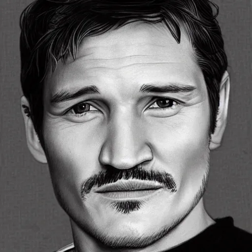 Prompt: hyper realistic pencil drawing of Pedro Pascal