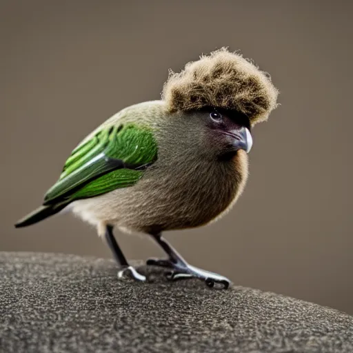 Image similar to a kiwi bird wearing a wooly hat! Ultra realistic! 25mm f/1.7 ASPH Lens!