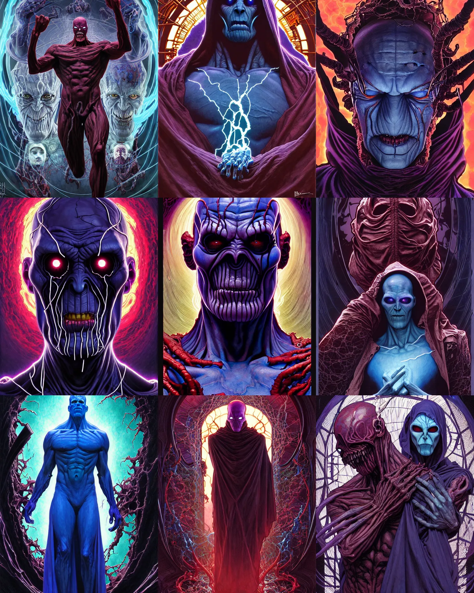 Prompt: the platonic ideal of into the void of cletus kasady ultimate carnage thanos dementor doctor manhattan chtulu nazgul, detailed, intricate, hyperrealism, intense, scary, decay, dmt, art by brock hofer and artgerm and greg rutkowski and alphonse mucha
