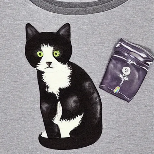 Image similar to cute cat in the pocket of a tshirt