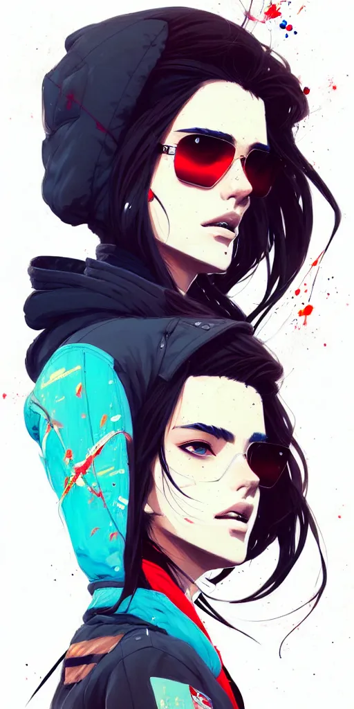 Image similar to a ultradetailed beautiful painting of a stylish woman wearing a bomber jacket, by conrad roset, greg rutkowski and makoto shinkai trending on artstation