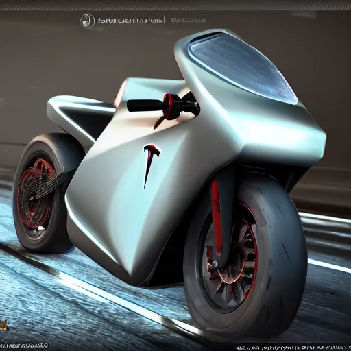 Image similar to tesla cyberpunk motorcycle, high detail, octane render,