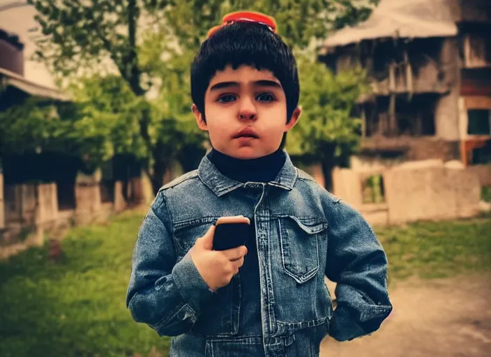 Image similar to professional fine detailed photo portrait of young minion from makhachkala, dagestan. kid minion in the postsoviet suburbia, iphone photo, instagram, color