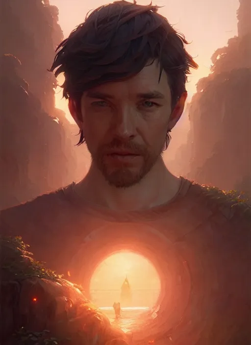 Image similar to Highly detailed portrait of Trevor, Stephen Bliss, unreal engine, fantasy art by Greg Rutkowski, Loish, Rhads, ferdinand knab, Makoto Shinkai and Lois van baarle, ilya kuvshinov, rossdraws, Tom Bagshaw, global illumination, radiant light, detailed and intricate environment