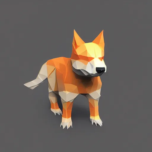 Image similar to low poly 3 d render of cute animals