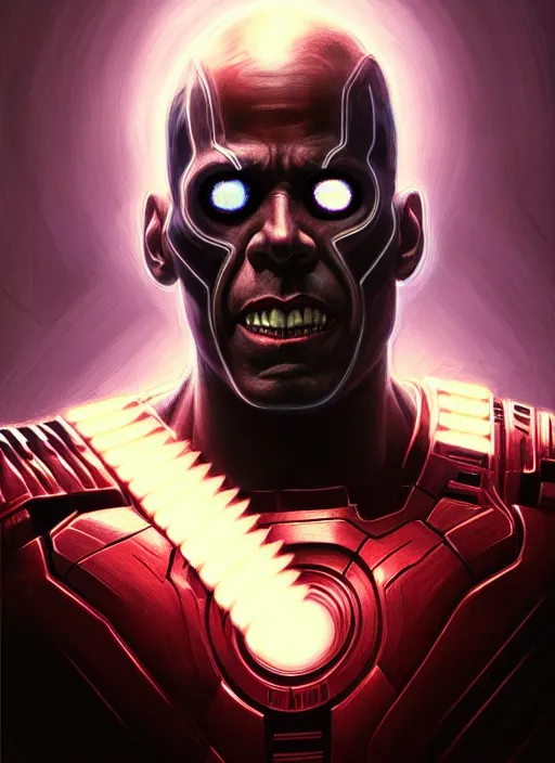 Image similar to nicolas cage as marvel's deathlok, intricate, elegant, glowing lights, highly detailed, digital painting, artstation, glamor pose, concept art, smooth, sharp focus, illustration, art by artgerm and greg rutkowski, artey freytag