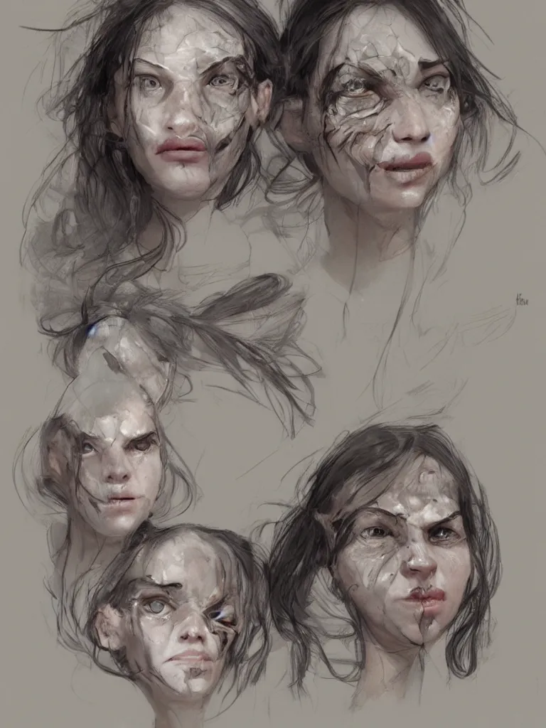 Image similar to fractured female faces by disney concept artists, blunt borders, rule of thirds