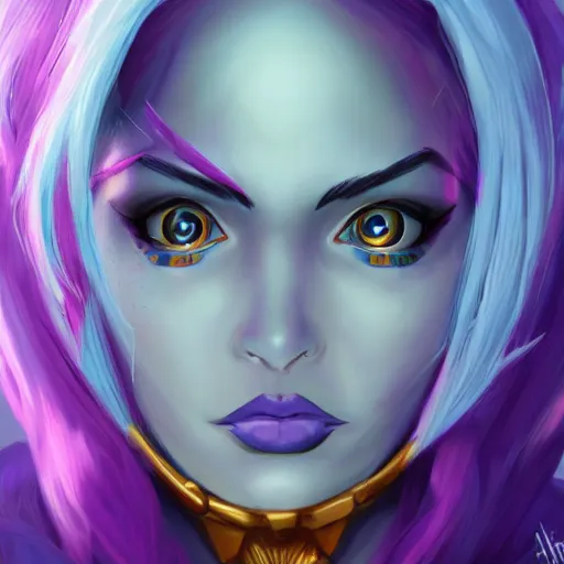 Prompt: face of jinx from arcane, centered, symmetrical, artgerm, artstation