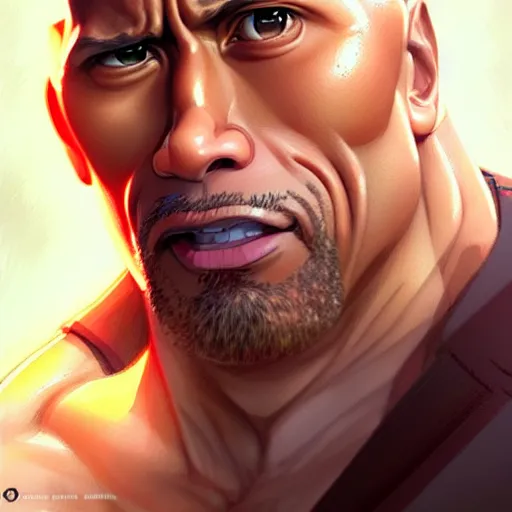 Image similar to dwayne the rock johnson, portrait shinkai makoto studio ghibli studio key hideaki anno sakimichan stanley artgerm lau rossdraws james jean marc simonetti elegant highly detailed digital painting artstation pixiv