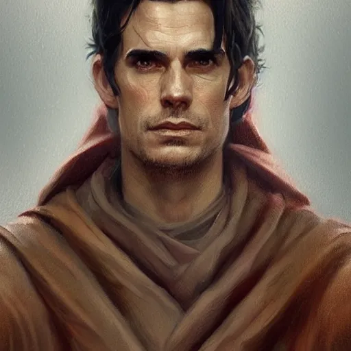 Prompt: portrait of a man by greg rutkowski, a jedi knight that looks like matt bomer, wearing brown robes, star wars expanded universe, he is about 3 0 years old, highly detailed portrait, digital painting, artstation, concept art, smooth, sharp foccus ilustration, artstation hq