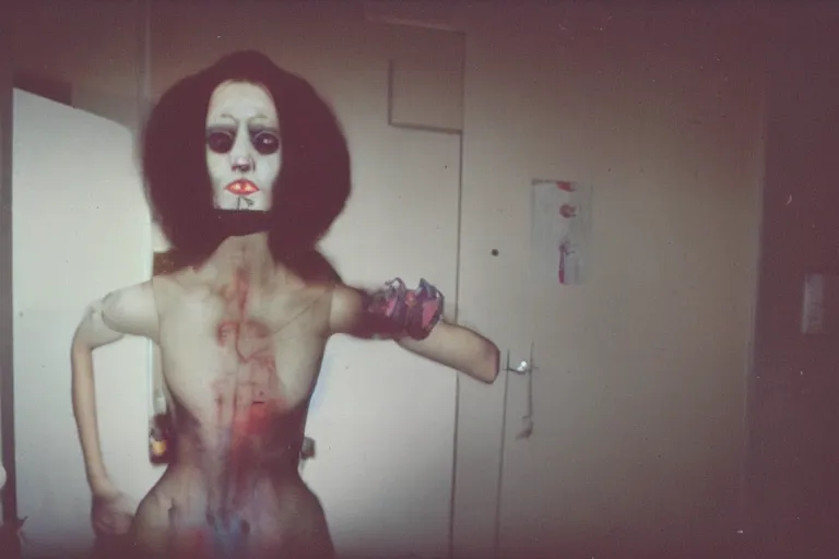 Image similar to 35mm color lomography, last photo, portrait, fashion shoot, weird, random, strange, spooky, interesting, hospital