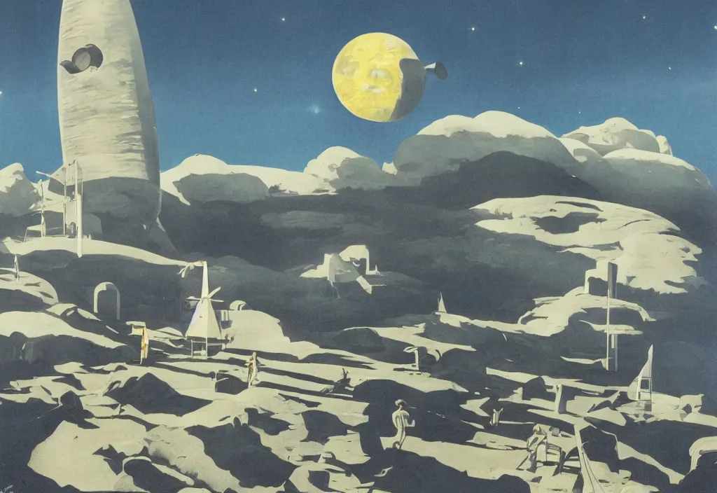 Image similar to Destination Moon, Rick Guidice, Chesley Bonestell, Lucien Rudaux, Rolf Klep, Fred Freeman, George Pal