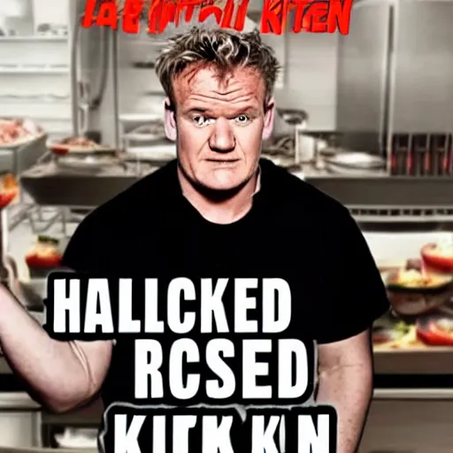 Prompt: obese gordon ramsey in hell's kitchen