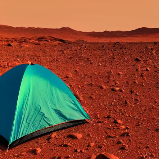 Image similar to camping on mars, 4 k, high detail, high - resolution photograph, professional photography, ultra - detail