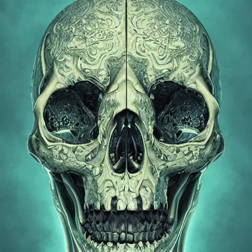 Image similar to portrait_of_a_melting_skull._intricate_abstract._psychedelic_liquod_embossed_intricate_artwork._by_Tooth_Wu_wlop_beeple_dan_mumford._octane_render_trending_on_artstat