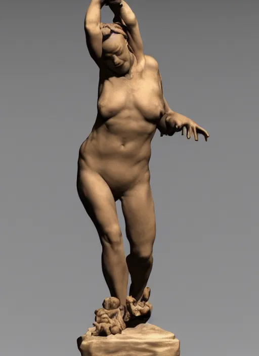 Image similar to 3D resin miniature sculpture by Jean-Baptiste Carpeaux, Luo Li Rong, woman, full body, symmetrical face, academic art, standing, realistic, 8K, Introduction factory photo, Product Introduction Photo, Hyperrealism. Subsurface scattering, raytracing, Octane Render, Zbrush, simple background