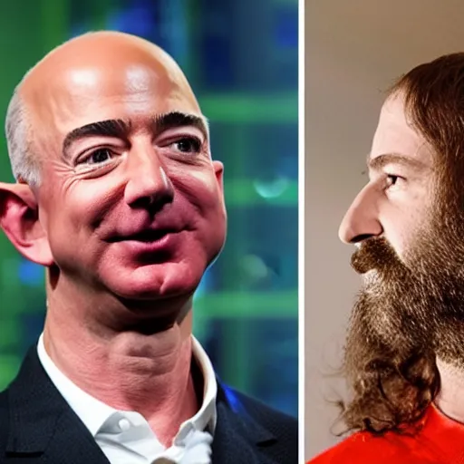 Image similar to photo of Jeff Bezos with beard and long hair