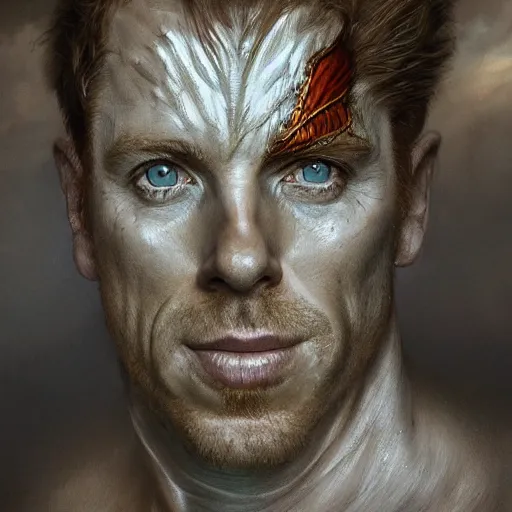 Image similar to closeup portrait shot of damian lewis as puck, robin goodfellow, pooka, fairy, highly detailed, digital painting, artstation, concept art, soft focus, depth of field, artgerm, tomasz alen kopera, peter mohrbacher, donato giancola, wlop, boris vallejo