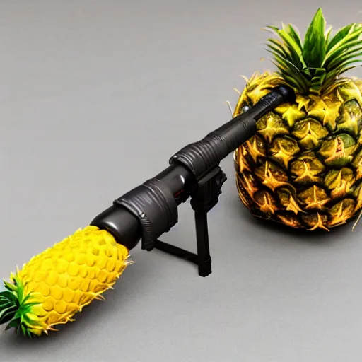 Prompt: product photo of a pineapple bazooka, highly detailed, balanced colors