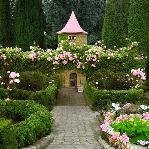 Image similar to rose castle romantic dreamy garden cloud ultra wide