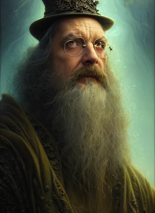 Image similar to closeup portrait shot of a victorian wizard in a scenic mystery environment, intricate, elegant, highly detailed, centered, digital painting, artstation, concept art, smooth, sharp focus, illustration, artgerm, tomasz alen kopera, peter mohrbacher, donato giancola, joseph christian leyendecker, wlop, boris vallejo