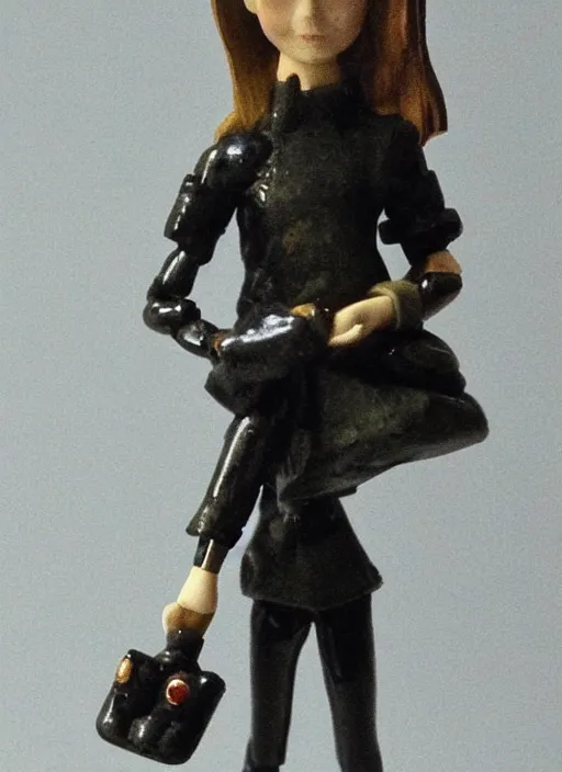 Prompt: a toy figure on a fashion girl by Ashley Wood,