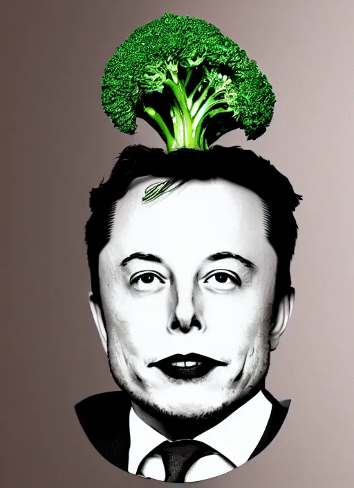 Prompt: portrait of elon musk carved on broccoli