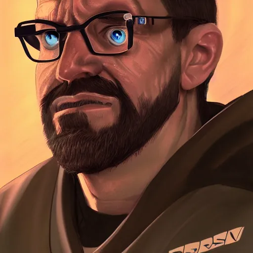 Prompt: A beautiful illustration and portrait of gordon freeman, trending on artstation