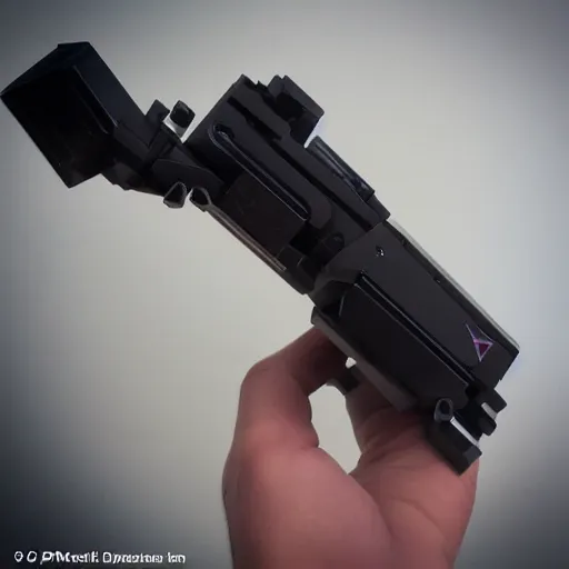 Prompt: a photo of a futuristic, 3 d printed rail gun, shot on the camera of an iphone 1 2.