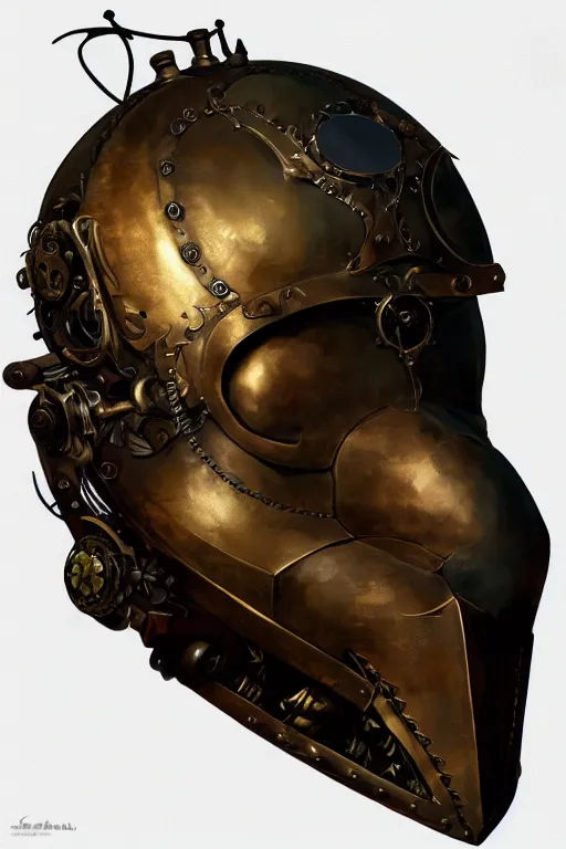 Image similar to steampunk helmet fantasy art mask robot ninja stylized digital illustration sharp focus, elegant intricate digital painting artstation concept art global illumination ray tracing advanced technology chaykin howard and campionpascale and cooke darwyn and davis jack