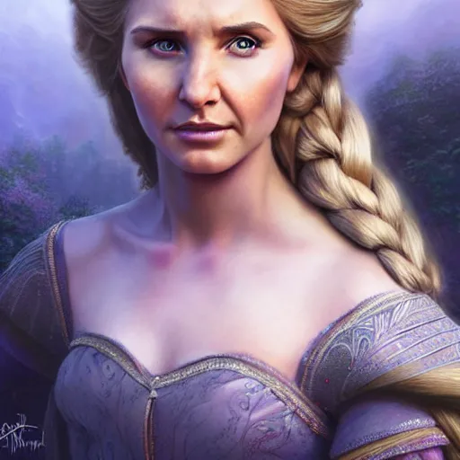 Image similar to liam neeson as rapunzel ( ( ( disney ) ) ), digital painting, extremely detailed, 4 k, intricate, brush strokes, mark arian, artgerm, bastien lecouffe - deharme