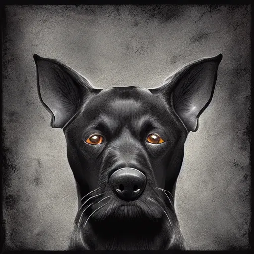 Prompt: Epic Album art cover, black dog in my head, moody , trending on artstation, award-winning art