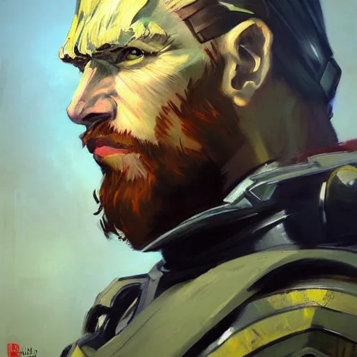 Image similar to greg manchess portrait painting of armored van gogh as overwatch character, medium shot, asymmetrical, profile picture, organic painting, sunny day, matte painting, bold shapes, hard edges, street art, trending on artstation, by huang guangjian, gil elvgren, ruan jia, randy vargas, greg rutkowski