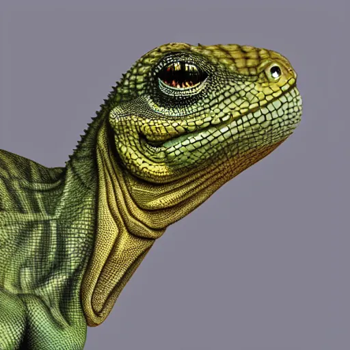 Prompt: a portrait of a lizard - person, reptilian, scales, photorealistic