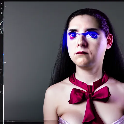 Prompt: kevin mitnick in a maids dress, radiant skin, huge anime eyes, perfect face, directed gaze, canon, vfx, symmetric balance, polarizing filter, photolab, lightroom, 4 k, dolby vision, photography award