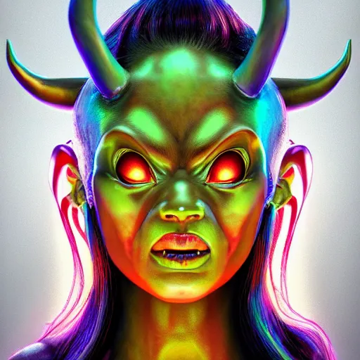 Image similar to Photorealistic demon goddess in the style of Michael Whelan and Akira Toriyama. Hyperdetailed photorealism, 108 megapixels, amazing depth, glowing rich colors, powerful imagery, psychedelic Overtones, 3D finalrender, 3d shading, cinematic lighting, artstation concept art