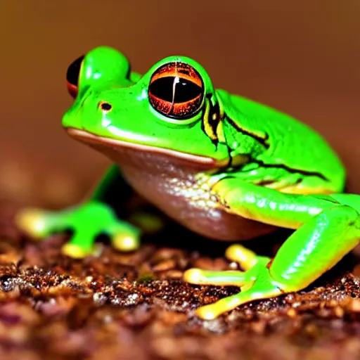 Prompt: ant's eye view of a frog