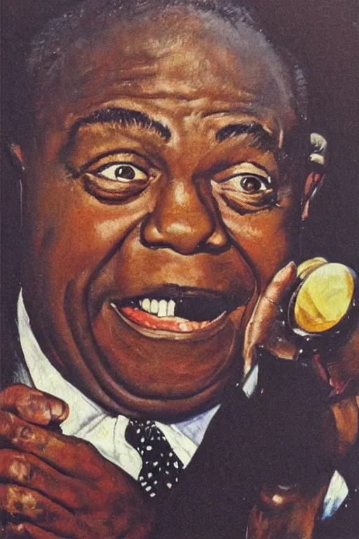 Prompt: “portrait of Louis Armstrong, by Norman Rockwell”