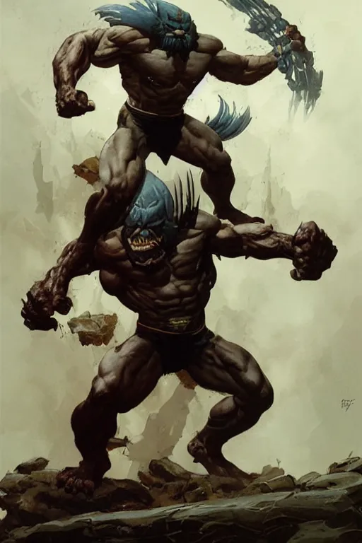 Prompt: mighty wolverine, by Frank Frazetta, Greg Rutkowski, Boris Vallejo, epic fantasy character art, Exquisite detail, post-processing, low angle, masterpiece, cinematic