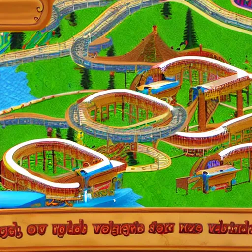 Prompt: screenshot of Rollercoaster Tycoon