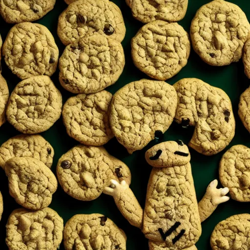 Image similar to cookie monsta plush made of weed buds eating a cookie photography portrait stylised jonathan zawada lit from multiple angles soft