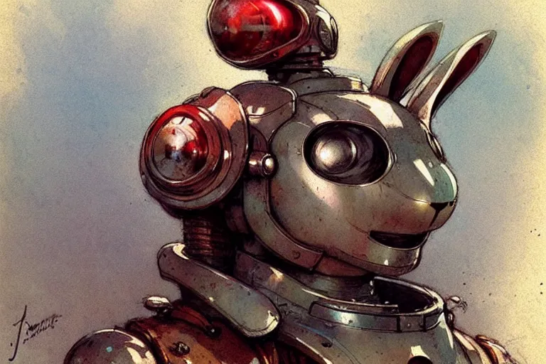 Image similar to adventurer ( ( ( ( ( 1 9 5 0 s retro future robot android rabbit. muted colors. ) ) ) ) ) by jean baptiste monge!!!!!!!!!!!!!!!!!!!!!!!!! chrome red