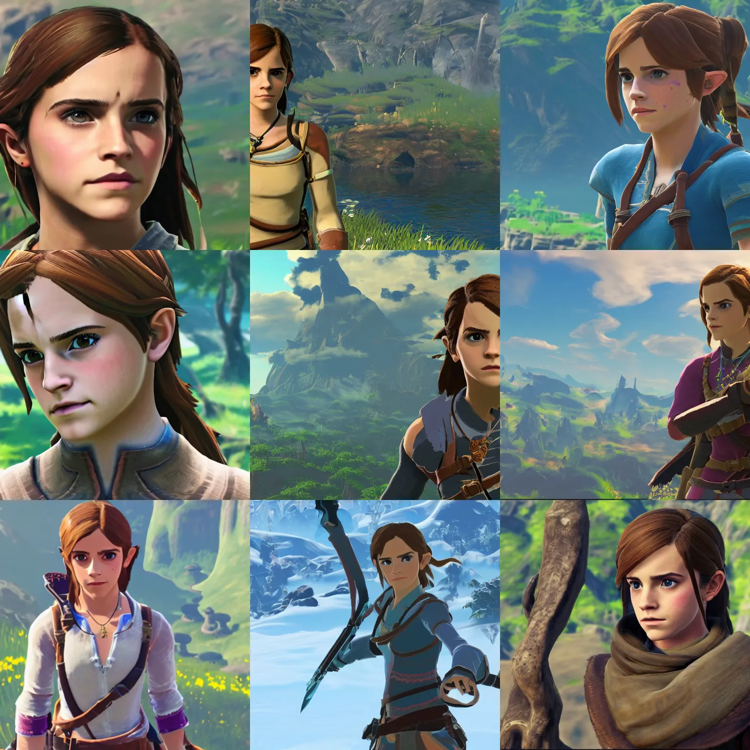 Prompt: emma watson screenshot from in Breath of the Wild 4k screenshot