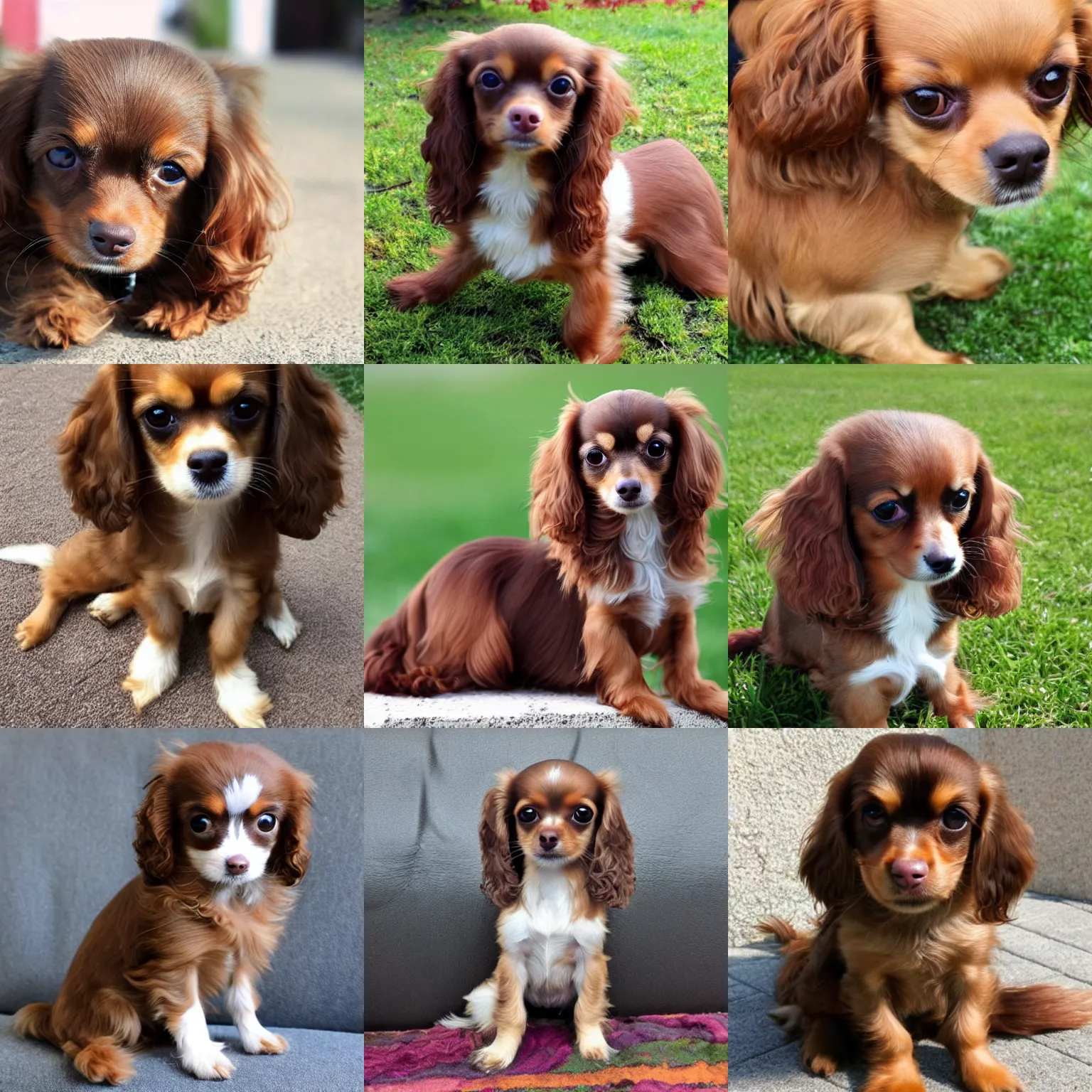 Prompt: cute brown long haired chihuahua cocker spaniel