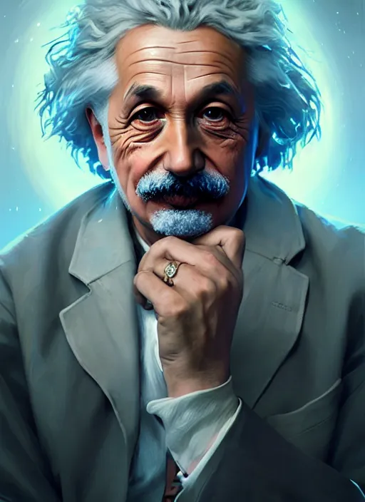 Image similar to highly detailed portrait of einstein in gta v, stephen bliss, unreal engine, fantasy art by greg rutkowski, loish, rhads, ferdinand knab, makoto shinkai and lois van baarle, ilya kuvshinov, rossdraws, tom bagshaw, global illumination, radiant light, detailed and intricate environment